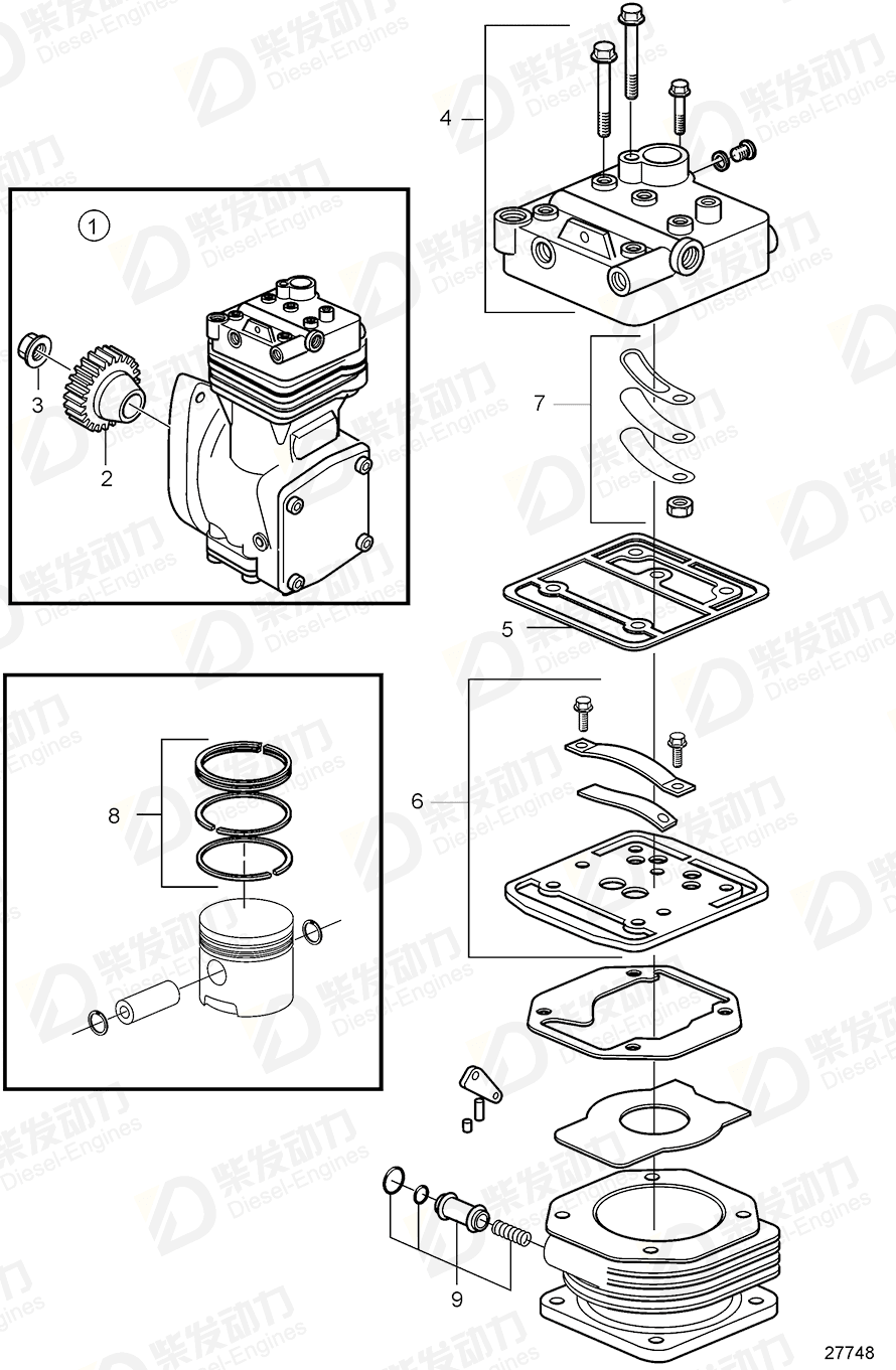 VOLVO Valve, cylinder 20460493 Drawing